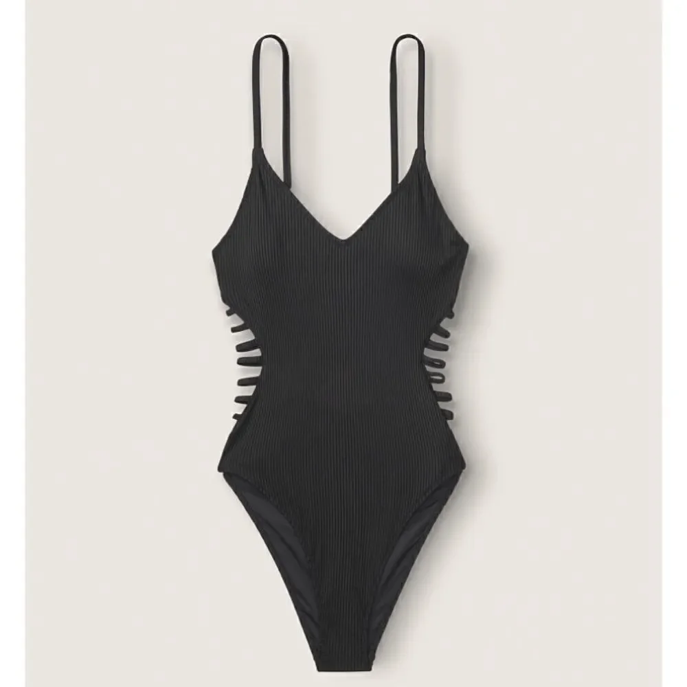 STRAPPY SIDE RIBBED ONE-PIECE